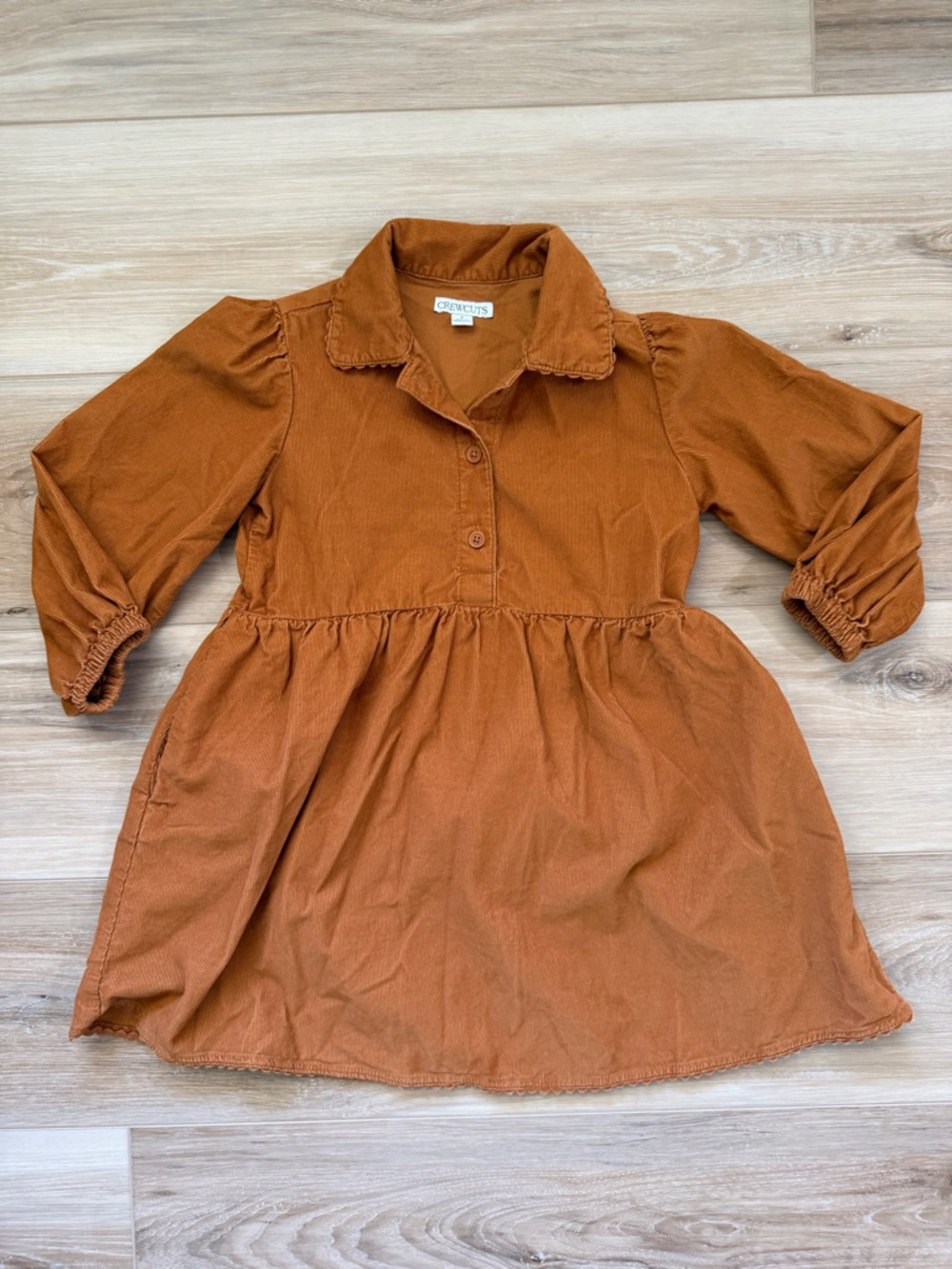 Crewcuts Burnt Orange Corduroy Button-Up Girls Dress